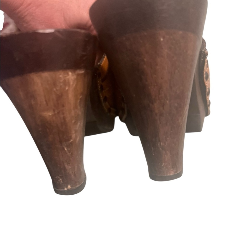 Boho Western Cowgirl Studded Leather Mule Heels Clog Chic Size 7 (fits 7.5) - Picture 5 of 6